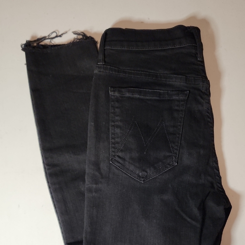 MOTHER Stunner Zip Ankle Step Black Jeans